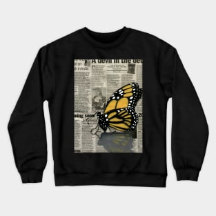 Butterfly on my Newspaper Crewneck Sweatshirt